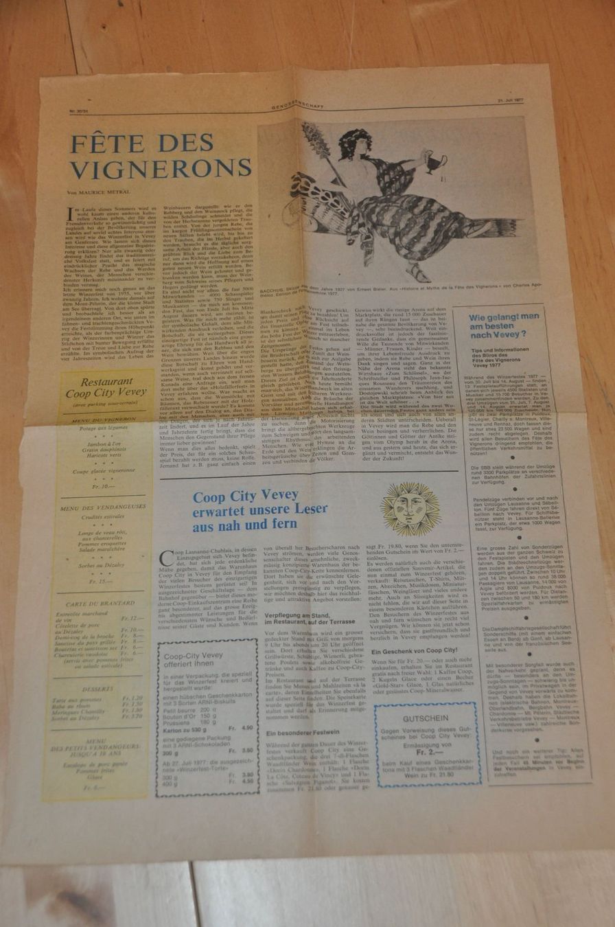 Biglietti: Winzerfest Vevey 1977 - Prospekte Ticket – Usato da Worb venduto da Buespy 2