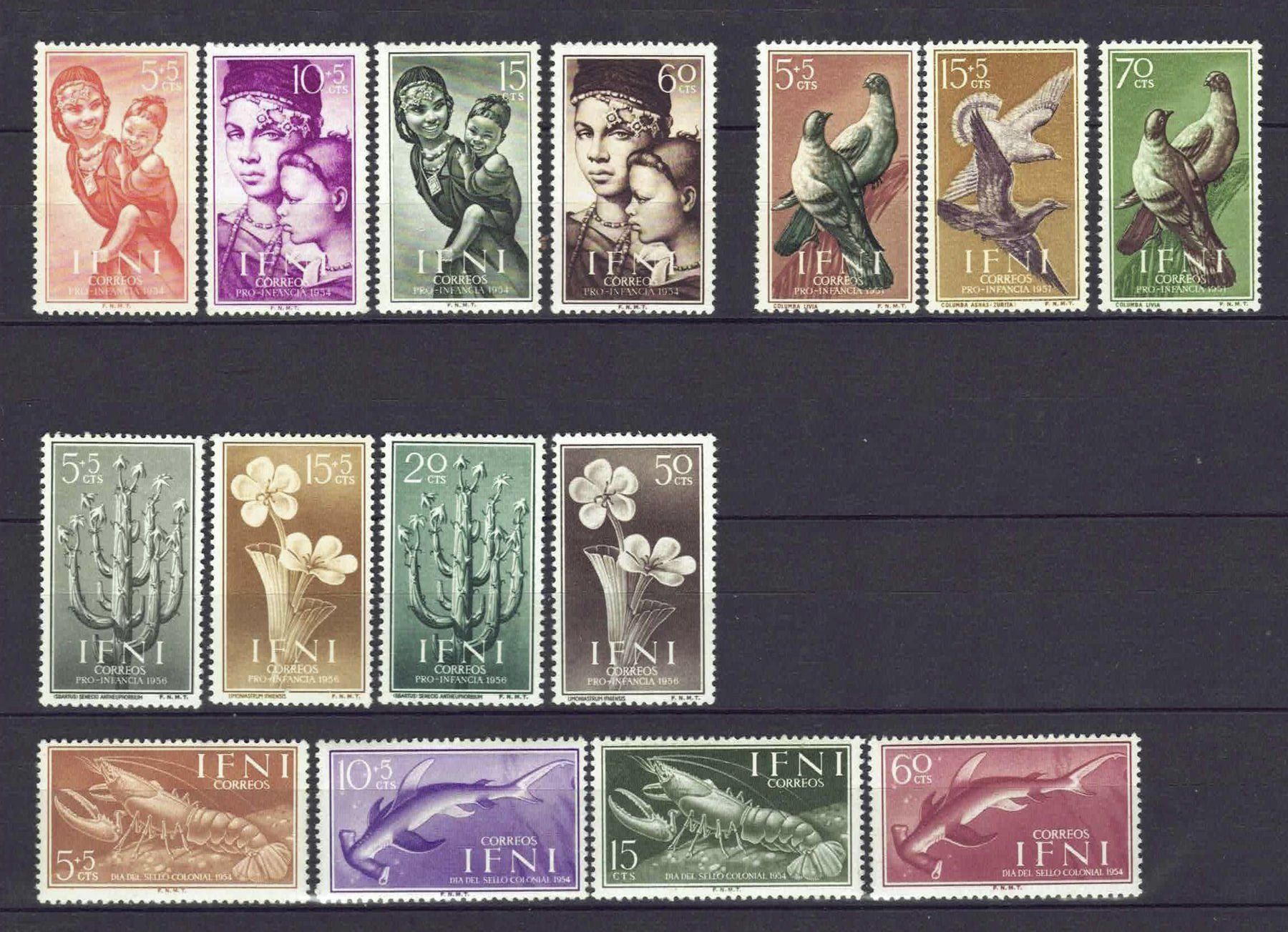 Tutti i francobolli: Span Ifni 1954-1957 4 kompl Sätze postfrisch** – Usato da Basel venduto da Pfefferschootte