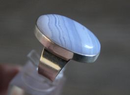 Chalcedon Ring Schmuck Grösse 57