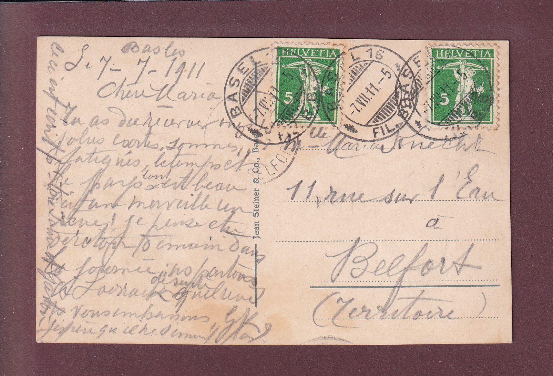 Ansichtskarten: BASEL - Bundesbahnhof - Kinder - 1911 – Gebraucht aus Pully von nicecards 1