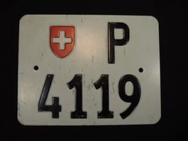 altes  Schweizer PTT Töff Nummernschild, N°4119