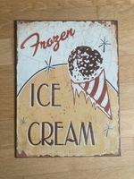 Retro Blechschild Frozen Ice Cream, Vintage Deko, Sommer