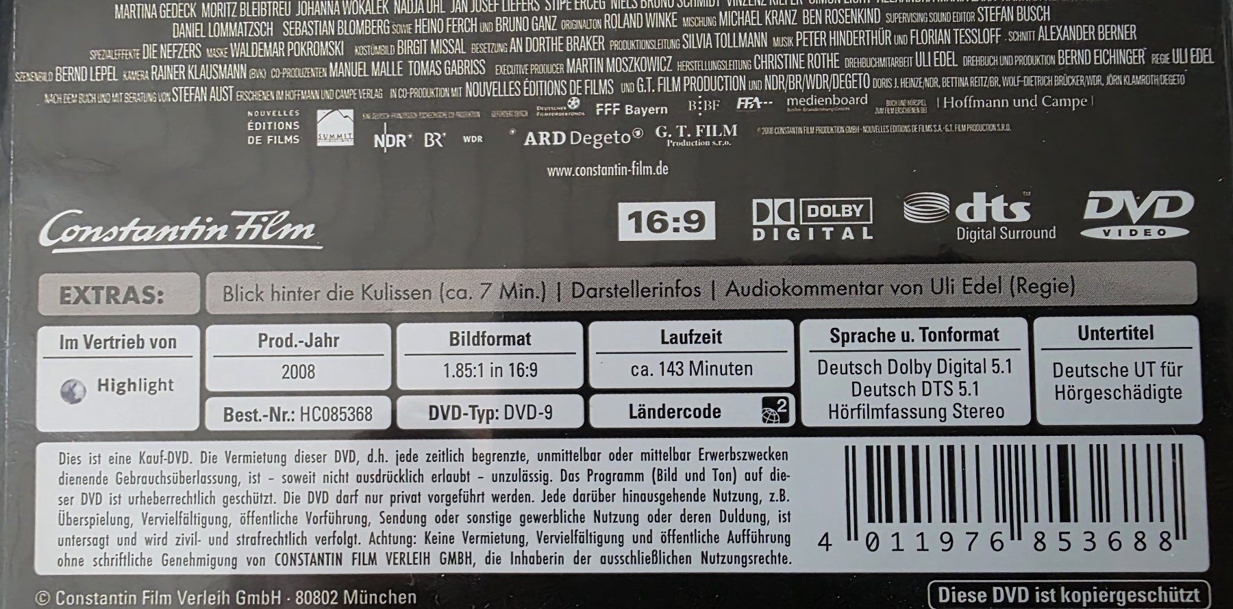 Tous les DVDs: DVD  Der Bader Meinhof Komplex / Moritz Bleibtreu – D'occasion à Oetwil am See par fineli2 1