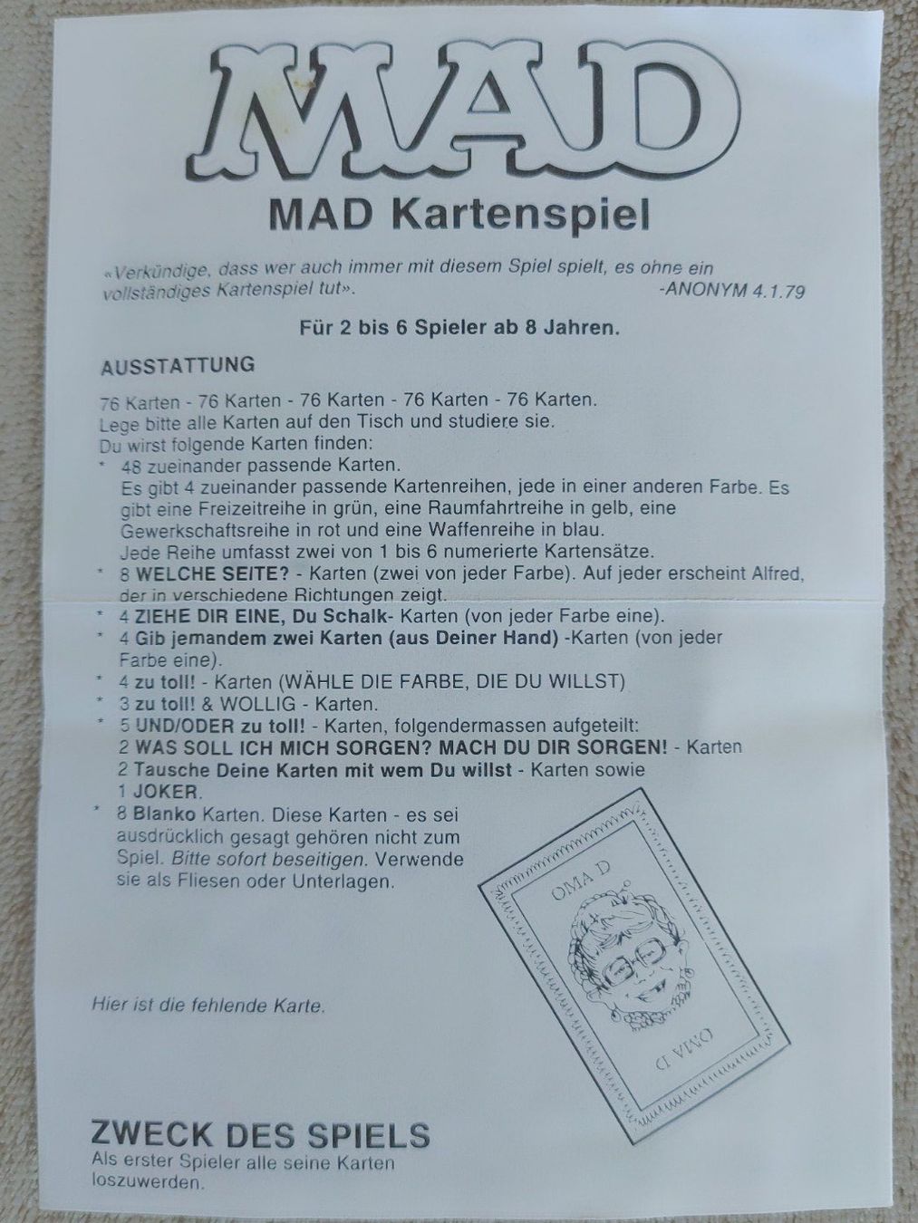 Parker Giochi: Kartenspiel MAD – Usato da Strengelbach venduto da Phorensic_30 5