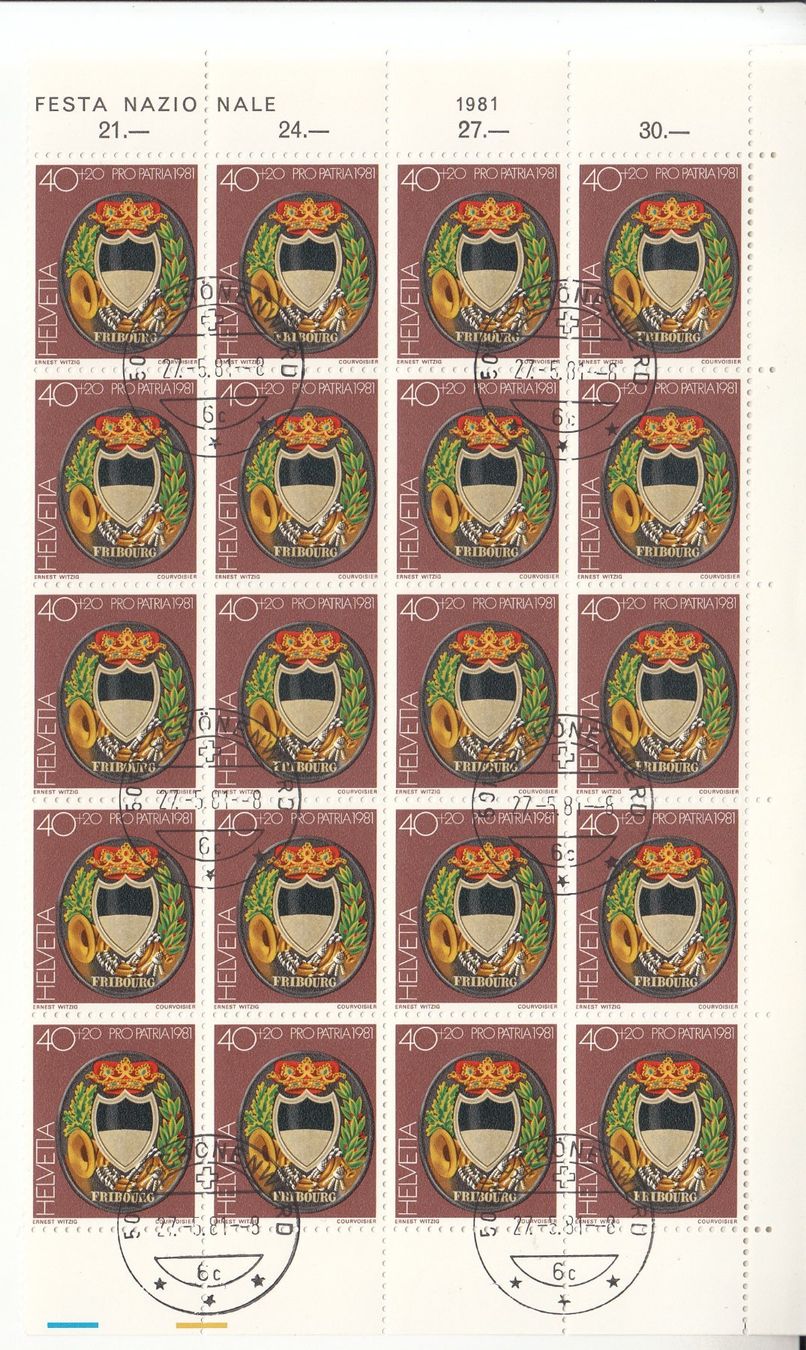 Tous les timbres: SBK B190 - B193 Teilbogen mit ET Schönenwerd – D'occasion à Bürglen TG par StampGraf 2