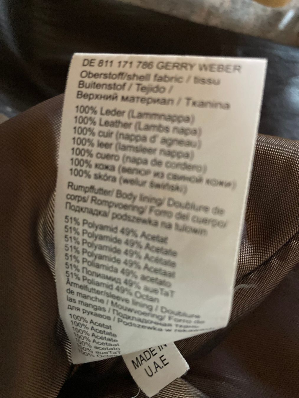Gerry Weber Giacche: Gerry Weber Lederjacke braun Gr. 42 neuwertig – Usato da Dörflingen venduto da rudis-55 3