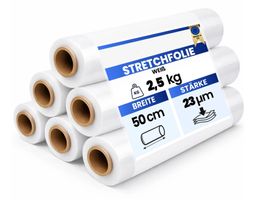 6 x Stretchfolie 50cm 2,5kg 23my weiß