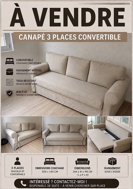Divani: Canapé 3 places convertible  – Usato da Le Locle venduto da vespino906