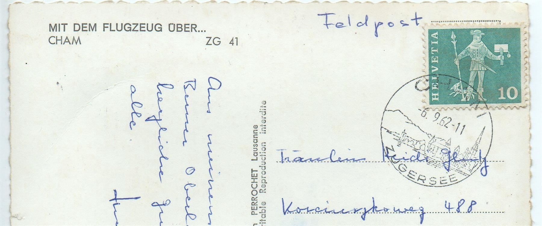 Cartes postales: CHAM Flugaufnahme mit Bahnhof – D'occasion à Jona par philajona 1