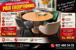 TABLE DESIGN EN CHÊNE 4 CHAISES PRIX EXPOSITION EXCEPTIONNEL