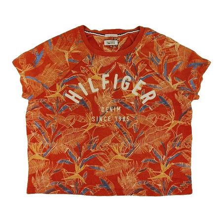 T-shirt Hilfiger Denim, taglia XS oversize, arancione