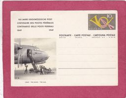 Postkarte 100 Jahre Eidg. Post  Luftpost Swissair (1949)
