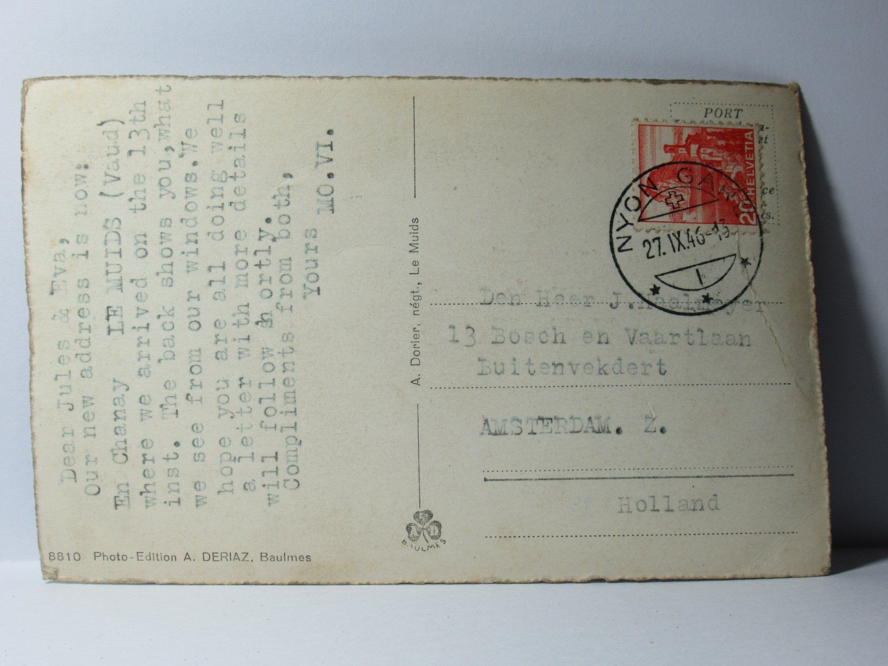 Cartoline postali: Le Muids et le Mt. Blanc  1946 – Usato da Grenchen venduto da Bluemchen1900 1