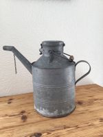Antike Kanne, Kanister mit Deckel, verzinkt