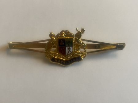 Vintage Krawattenklammer Mauritius Wappen Goldfarben
