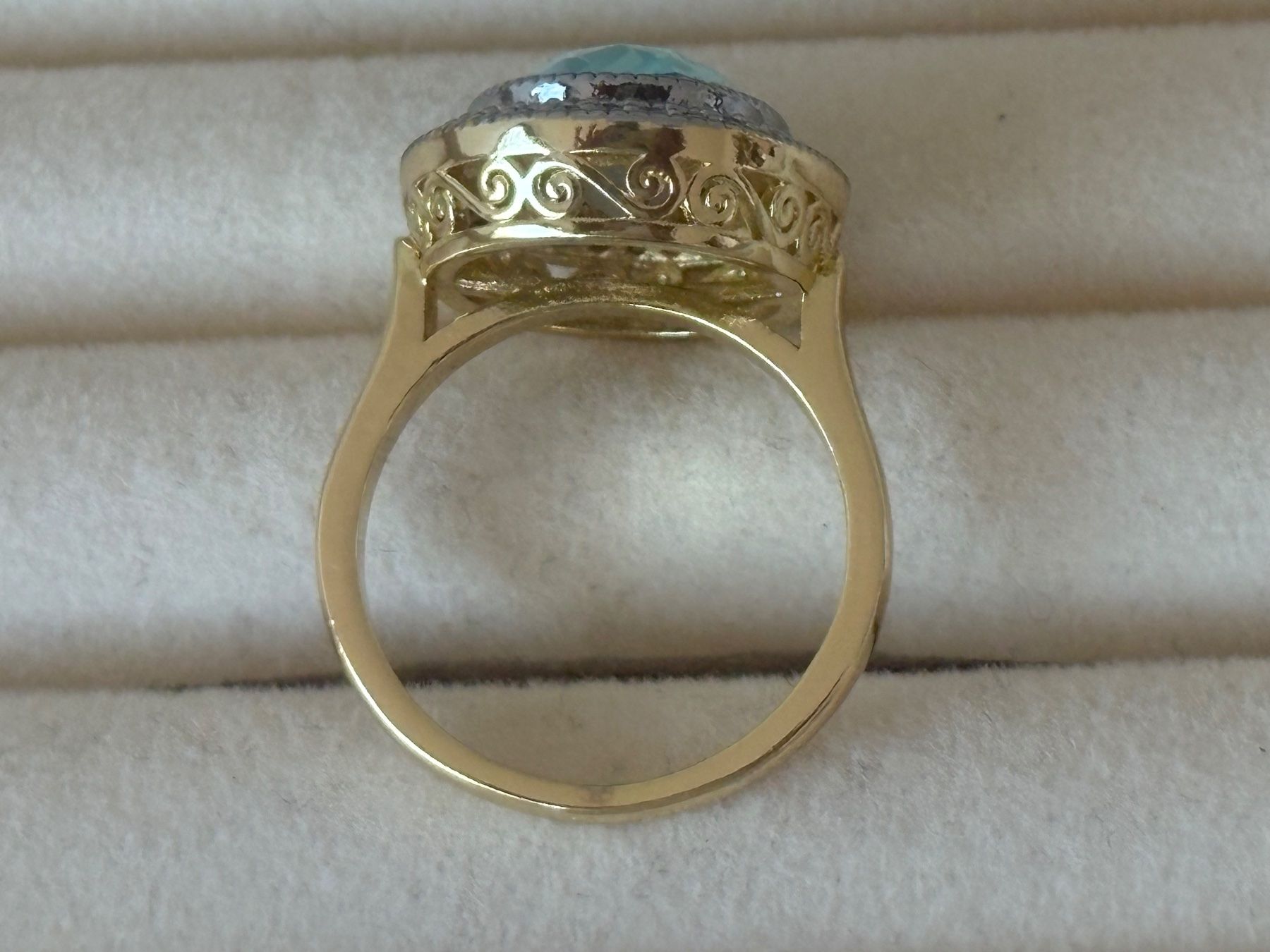 Bagues: Luxus Elegante Gr.18/8 Ring Farbe: Gold/hellblau – Neuf (Voir description) à Biel-Bienne par Roserosse13 6