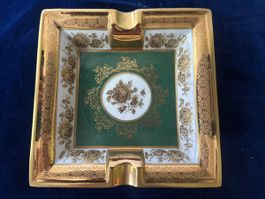 Vintage Aschenbecher, Porzellan aus Frankreich, Golddekor.