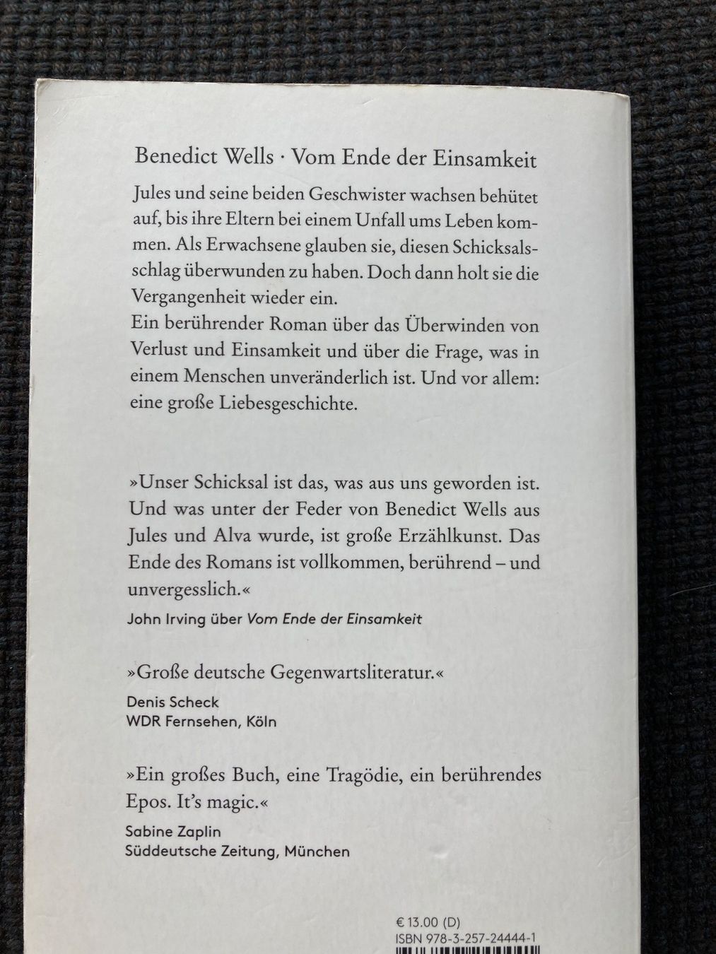 Libri: Benedict Wells, Vom Ende der Einsamkeit, Diogenes Verlag – Usato da Baden venduto da Yoyo1 1