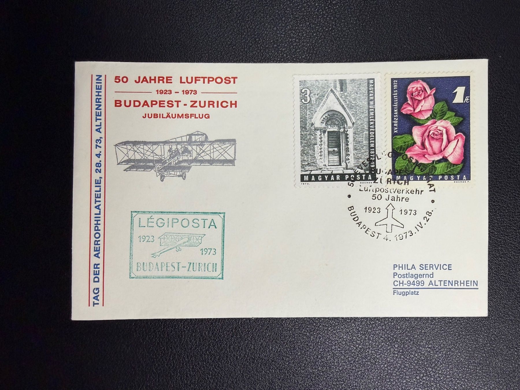 Tous les timbres: Sonderflugbrief Budapest-Zürich 1973 – D'occasion à oberrüti par jeanmei