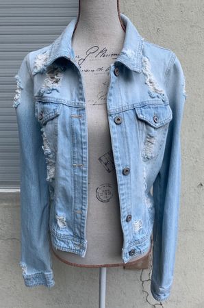 Superbe veste en jeans used PLEASE 100%coton t.L(Italie)