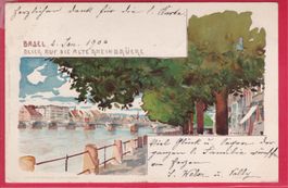 BASEL, BLICK AUF DIE ALTE RHEINBRÜCKE, 2.1.1906