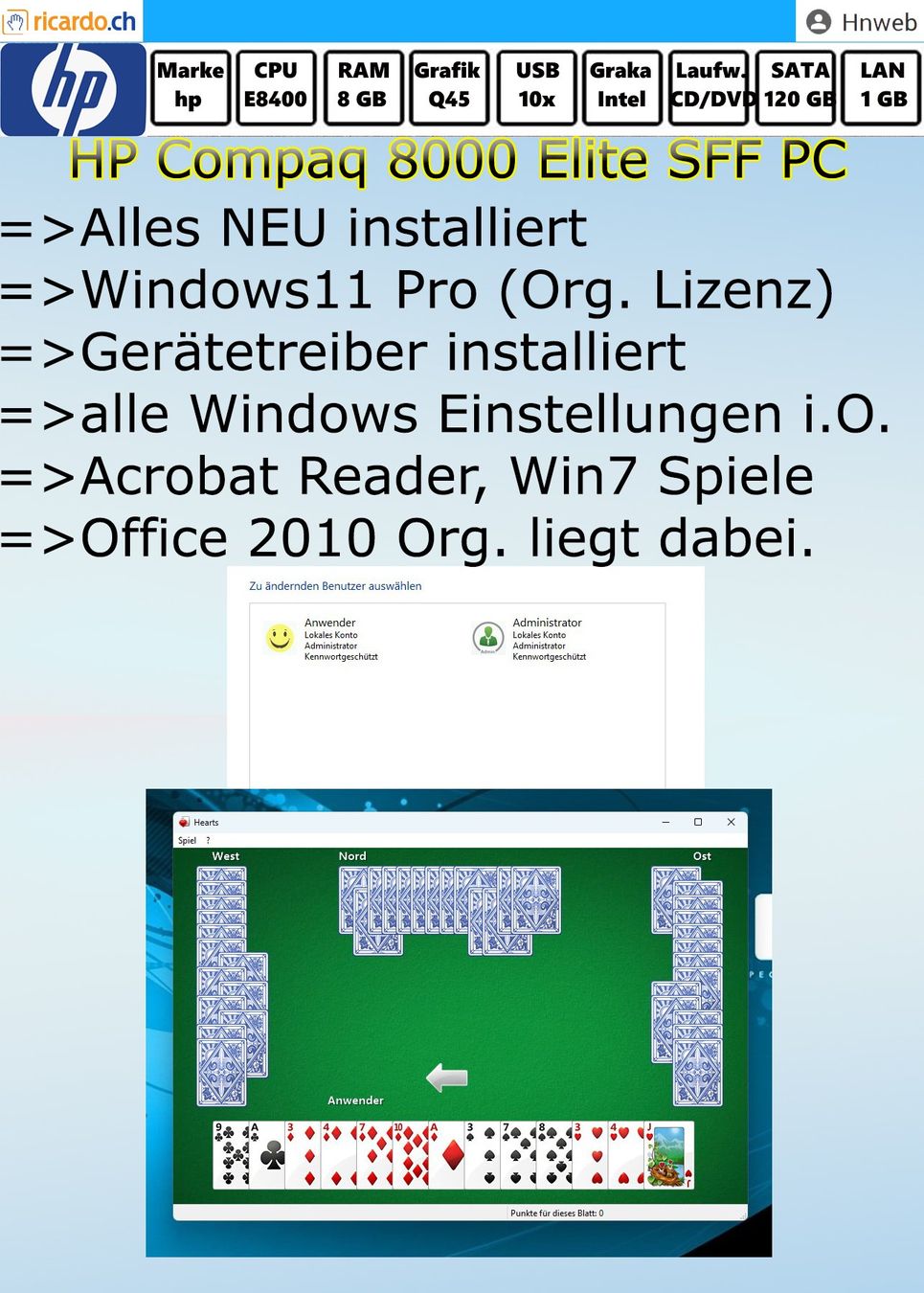 Hewlett Packard PCs: PC HP Compaq 8000 Elite SFF PC – D'occasion à Kaisten par Hnweb 8