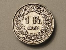 1x 1 Fr. - 1920 - Silber/Argent 0.835