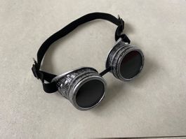 Steam Punk Brille Silber/Schwarz