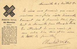 1894: Suchard Karte mit Rezept, französischer Text