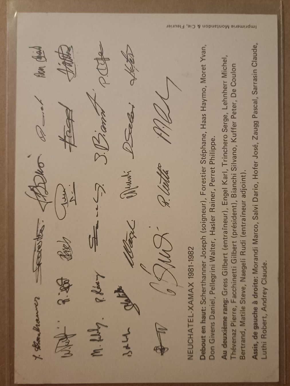 Autografi: FC Neuchatel Xamax - Saison 1981/82 – Usato da Menziken venduto da Artographs 1