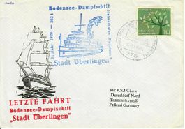 Brief, letzte Fahrt Bodensee Dampfschiff "Stadt Überlingen"