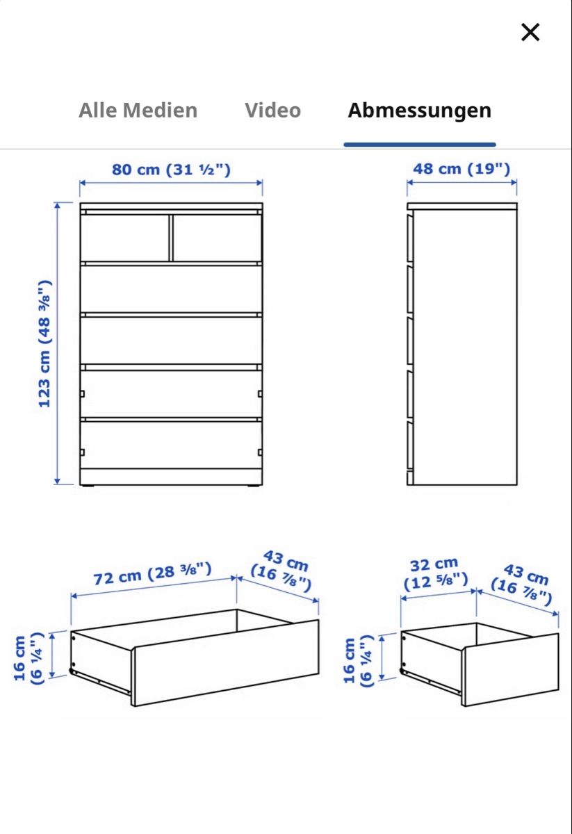 Cassettiere: Ikea Malm Kommode weiss 6 Schubladen gebraucht – Usato da Rümlang venduto da kim_9qhd 1