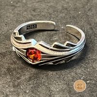 925 Silber Ring S925 mit orange-rotem Stein offen gearbeitet