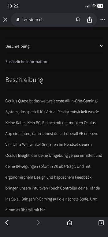 Casco VR: Oculus Quest 1 Mit 64 GB – Usato da Pratteln venduto da Sylvie027 3