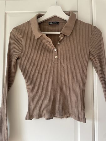 ZARA Langarm Polo-Shirt, Grösse S