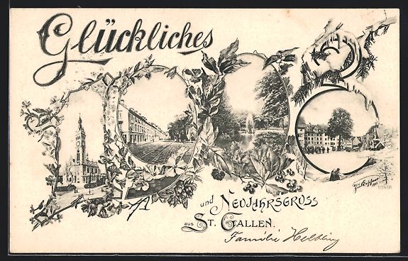 Cartoline postali: St. Gallen, Kirche, Strassenpartie, Font – Usato da Berlin venduto da bartko-reher