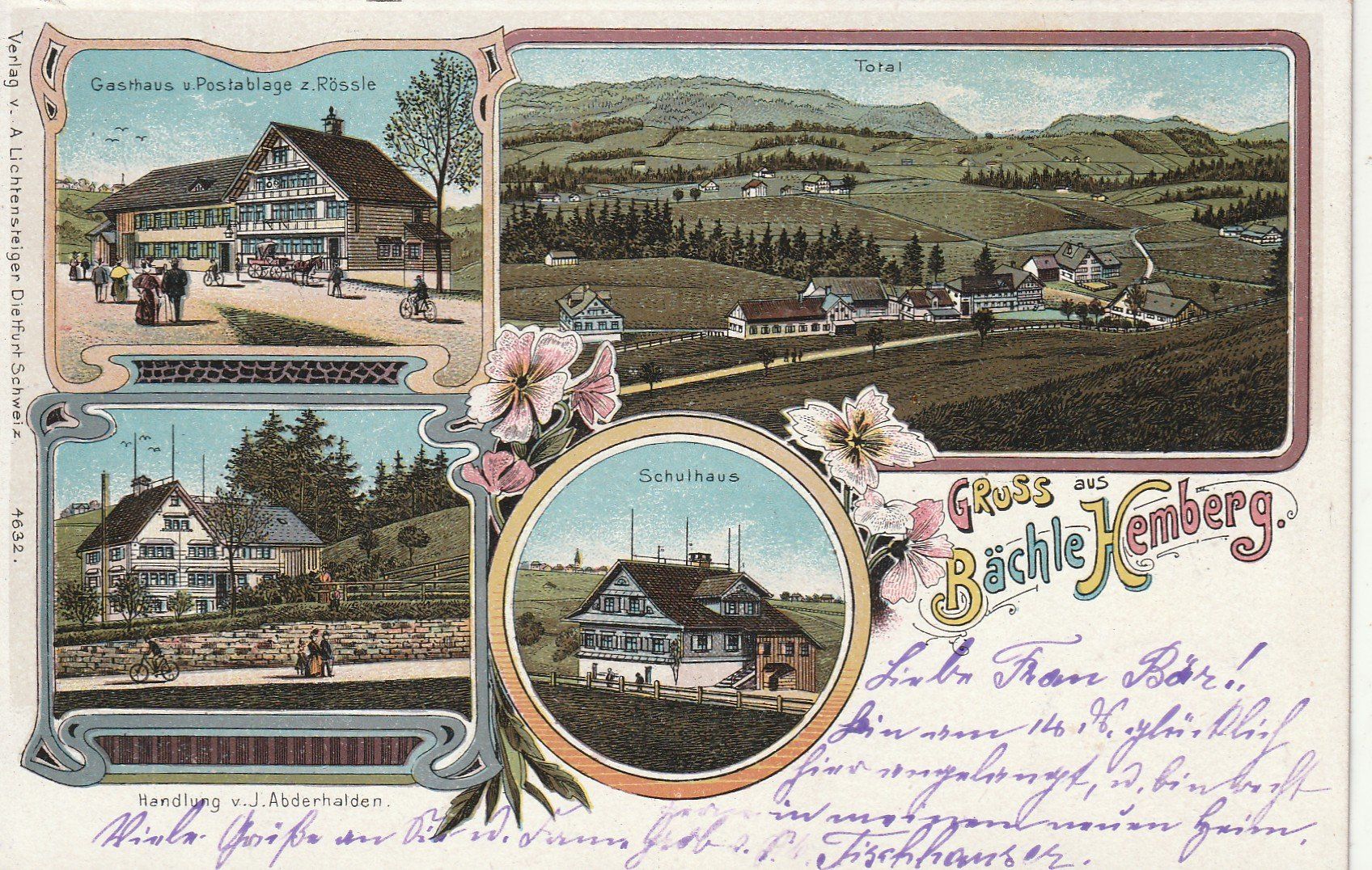 Ansichtskarten: Bächle - Hemberg Litho 4-bildrig – Gebraucht aus Rorschacherberg von fratovi2