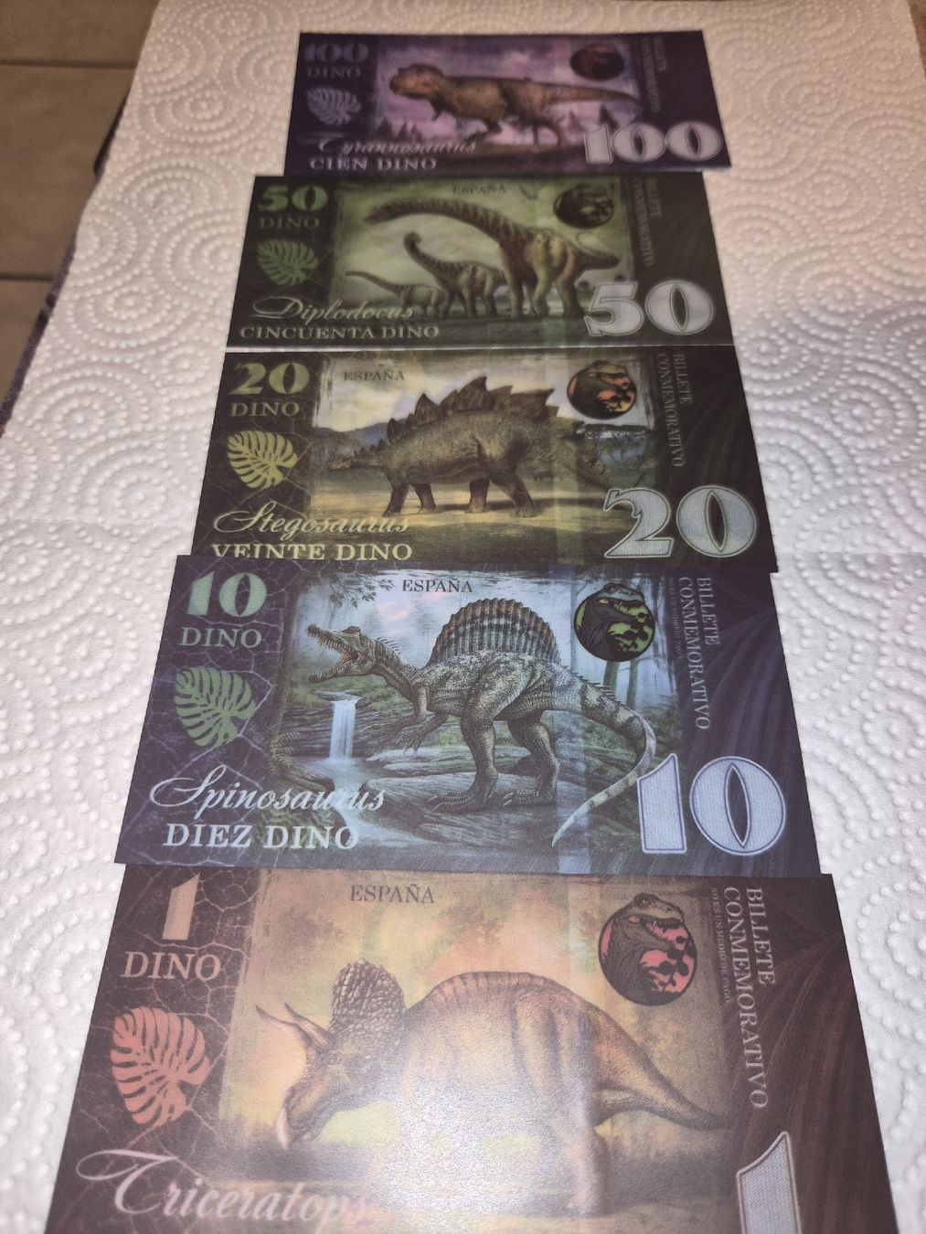Banknoten: lot de 5 billets commémorarif dinosaure – Neu (gemäss Beschreibung) aus Senèdes von hen_fw8b