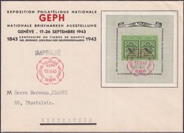 1943, W18 (GEPH-Block) Ersttagsbrief nach Winterthur, 110.-+