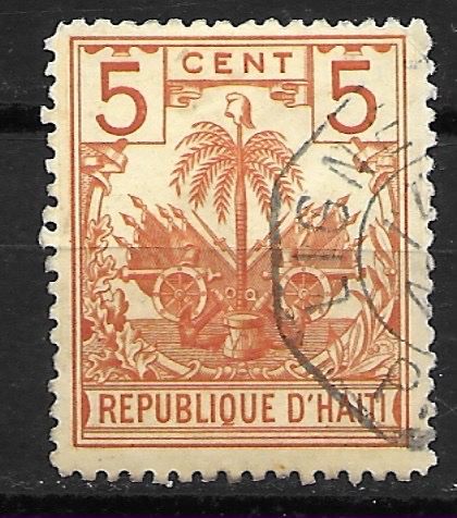 Tutti i francobolli: Haiti 1894: Palme 5 Cent. orange – Usato da Zürich venduto da Rainstamps