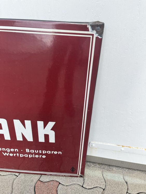Insegne: Riesiges Email Emaille Schild Volksbank 50er Jahre 117x78 cm – Usato da Hefenhofen venduto da n0rt0n 4