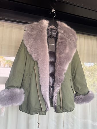 Damen Jacke Leonardo grün mit Faux Pelzbesatz neu mit Etiket