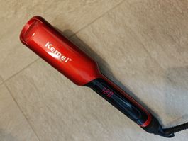 Lisseur cheveux Kemei avec affichage digital rouge
