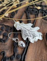 Silber-Eichenblatt und Eichel Ohrhänger