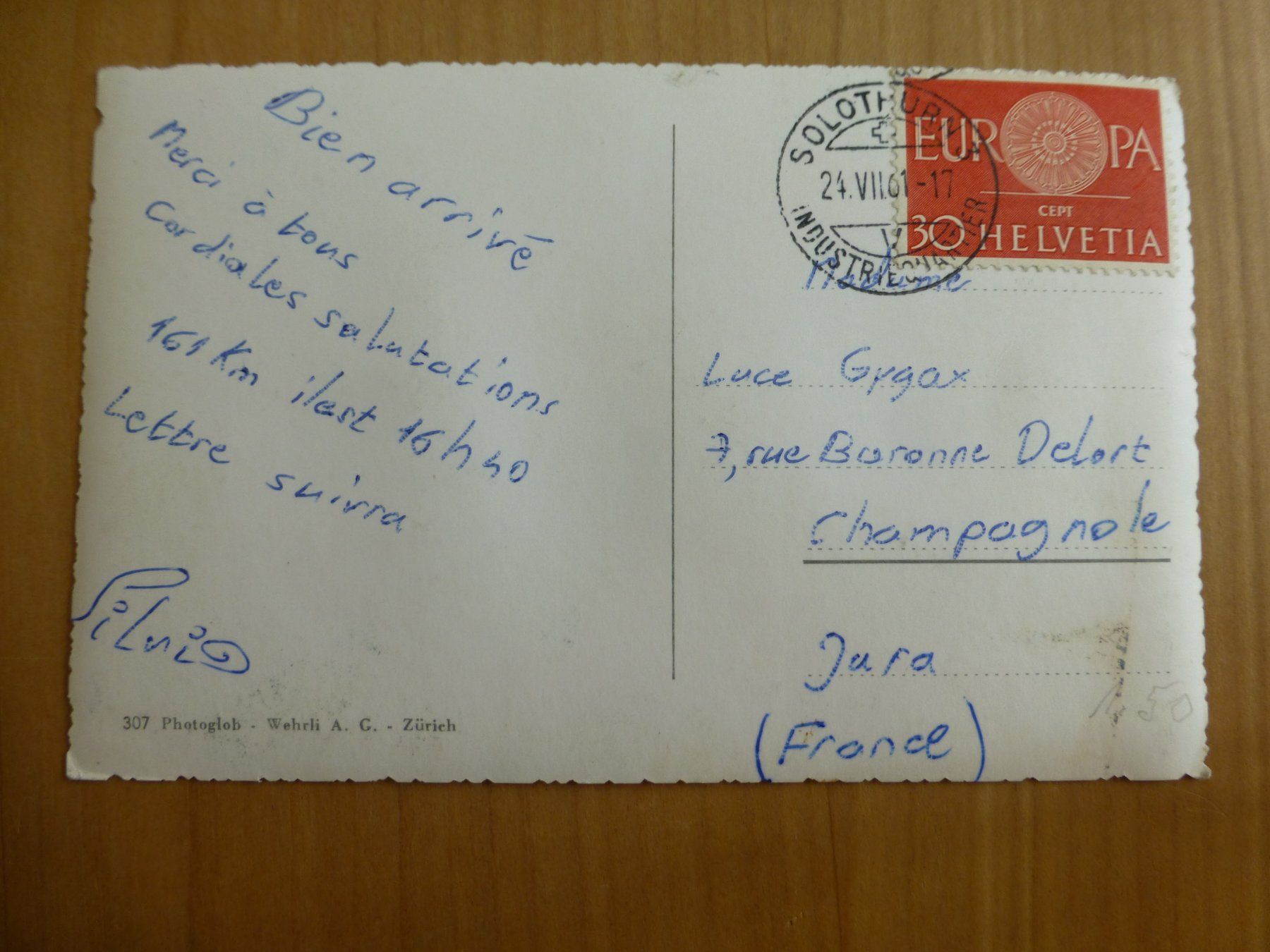 Ansichtskarten: Solothurn, Ansichtskarte gelaufen 1961 – Gebraucht aus Bettlach von 1saurer 1