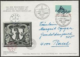 1966 Brief Tag der Briefmarke BASEL