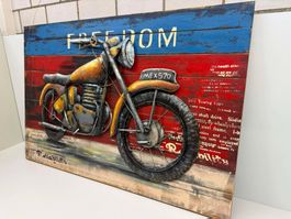 Metall-Bild mit 3D-Effekt Motorrad 120x80x8 cm