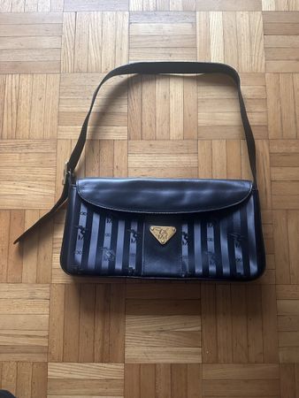 Maison Mollerus Schultertasche schwarz Leder Canvas
