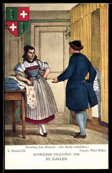 Cartoline postali: St. Gallen, Paar in Schweizer Trachten u – Usato da Berlin venduto da bartko-reher