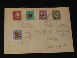 Pro Juventute FDC 1952 Nr. 143 - 147 Knabenbildnis + Insekte